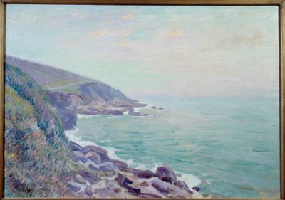 View of the Coasts of Wales in the Mist Painting av Alfred Sisley (1839-1899) 1897 Søn. 0,65x0,92 m Rouen, Museum of Fine Arts av Alfred Sisley