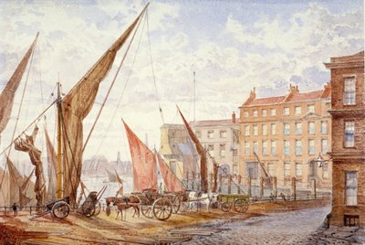 Utsikt over Maidstone Wharf, Queenhithe, London, 1865. av Alfred Slocombe
