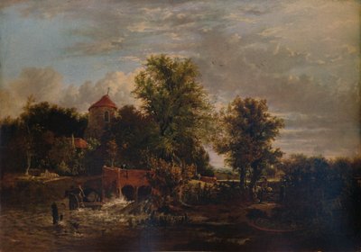 Sluseporten ved elven Western, c1832 av Alfred Stannard