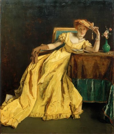 A.Stevens, The Lady in Yellow av Alfred Emile Stevens