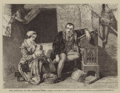 Oppfinnelsen av strømpeveven av Alfred W. after Elmore