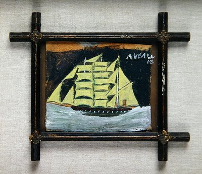 Send i en religiøs ramme (olje og blyant på papir) av Alfred Wallis