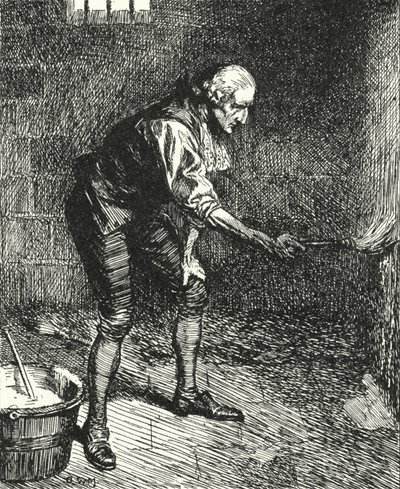 Den engelske fengselsreformatoren John Howard renser veggene i fengselscellen sin mens han ble holdt i karantene i Venezia av Alfred Wallis Mills
