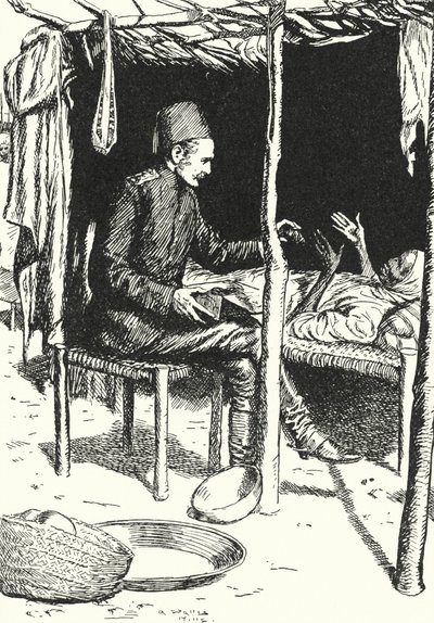General Charles George Gordon pleier en døende gammel sudanesisk kvinne av Alfred Wallis Mills