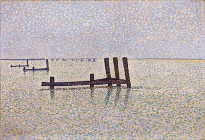 ""Utsikt over Den engelske kanal ved Nieuport (Nieuwpoort) i Belgia"" Maleri av Alfred William (Willy) Finch (1854-1930) ca. 1889, pointillisme - London, Nasjonalgalleriet av Alfred William Finch