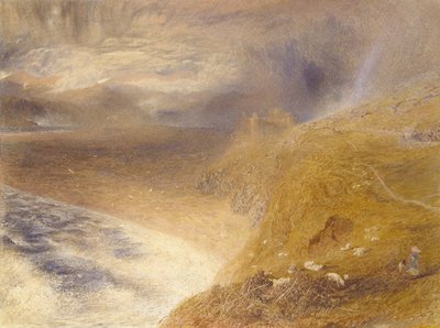 Harlech Castle, 1857 (akvarell på papir) av Alfred William Hunt