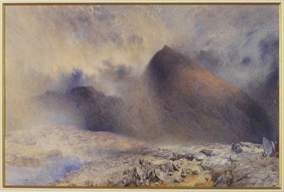 Mount Snowdon gjennom Clearing Clouds, 1857 (wc og blyant på papir) av Alfred William Hunt