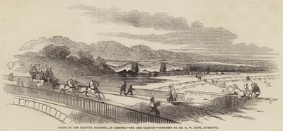 Scene for jernbaneulykken, ved Chester, Dee Viaduct av Alfred William Hunt