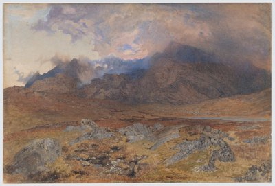 Snowdon etter en haglstorm i april [eller Snowdon gjennom oppklarende skyer] av Alfred William Hunt