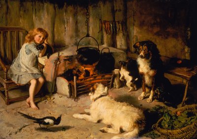 A Watched Pot Never Boils (olje på lerret) av Alfred William Strutt