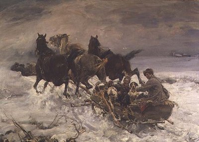 Figurer i en hestetrukket slede av Alfred von Wierusz Kowalski