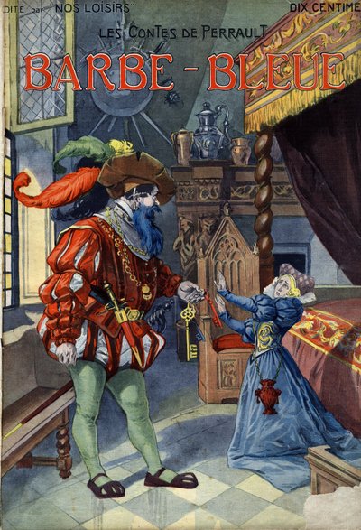 Bluebeard (Bluebeard), Conte av Charles Perrault (1628-1703). Illustrasjon av Vaccari og Carrey i "" Les beaux tales"" samling "" Nos loisirs""" rundt 1910. Privat samling. av Alfredo and Carrey Vaccari