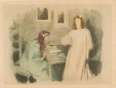 To jenter i et interiør av Alfredo Müller (signed by artist)