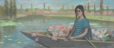 Blomsterselger (pastell på papir lagt på lerret) av Alfredo Ramos Martinez
