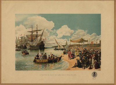 Vasco da Gamas ankomst til India, ca. 1900 av Alfredo Roque Gameiro