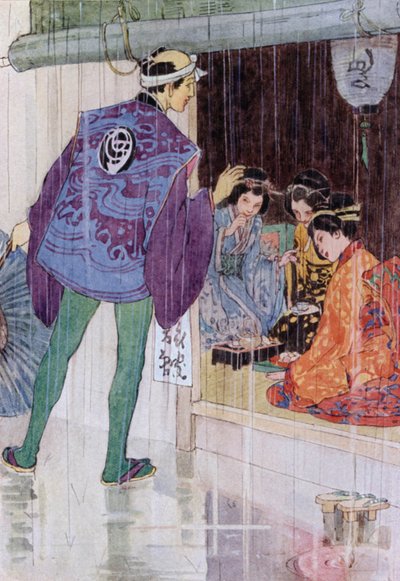 Illustrasjon for The Story of The Mikado (farge litho) av Alice Bolingbroke (after) Woodward
