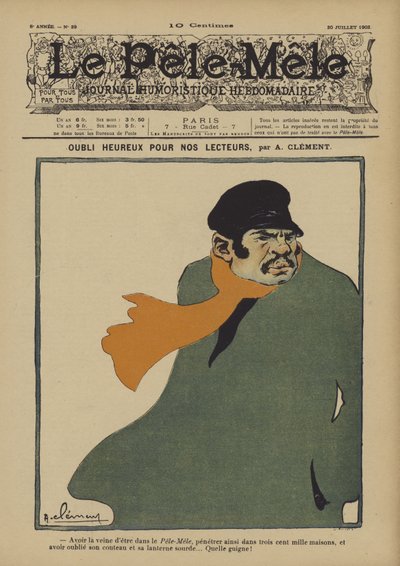 En gledelig unnlatelse for våre lesere. Illustrasjon for Le Pele-Mele, 1902 av Aline Clement