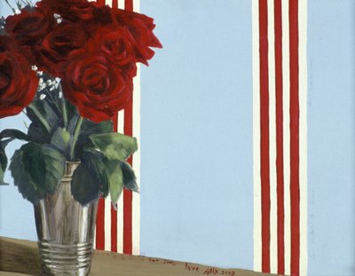 Røde røde roser (akryl på lerret) av Alix Contemporary Artist Soubiran Hall