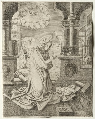 Fødselen, 1520-årene. av Allaert Claesz