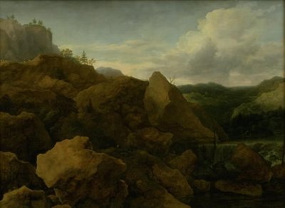 Fjelllandskap med foss av Allaert van Everdingen