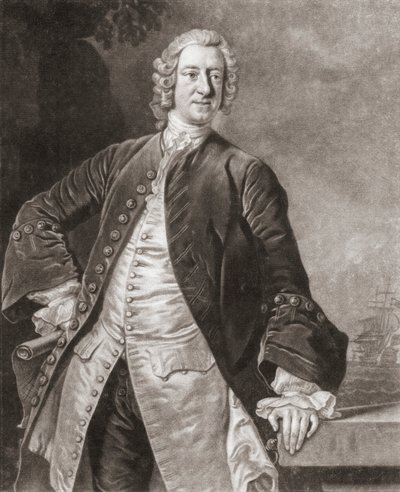 Admiral Edward Boscawen. Portrett. av Allan (after) Ramsay
