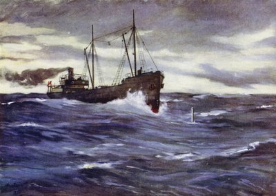 Collieren Thordis er i ferd med å ramle en tysk ubåt av Allan (after) Stewart