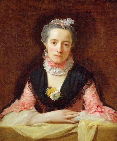 En ukjent kvinne i en rosa kjole (olje på lerret) av Allan Ramsay