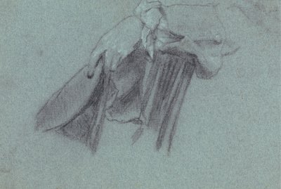 Studie av en hånd som holder en hatt av Allan Ramsay