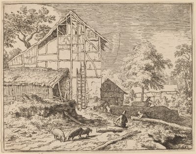 Hytte med to stiger, sannsynligvis ca. 16451656. av Allart van Everdingen