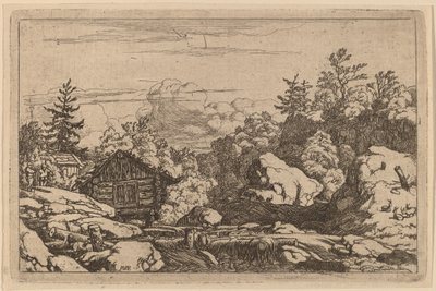 Hytter ved banken, sannsynligvis ca. 16451656. av Allart van Everdingen