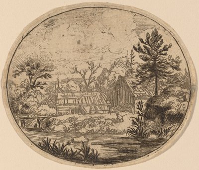 Hamlet ved bredden av en elv av Allart van Everdingen