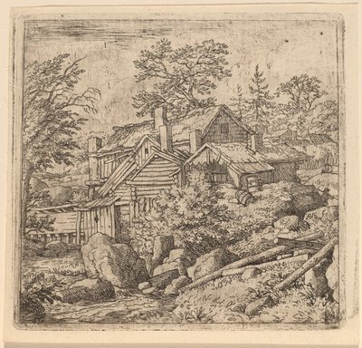 Hamlet på en fjellside av Allart van Everdingen