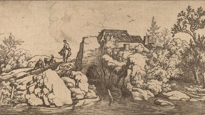 Rytter på en steinbro, sannsynligvis ca. 16451656. av Allart van Everdingen