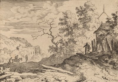 Hytte med restene av en hekk, sannsynligvis ca. 16451656. av Allart van Everdingen