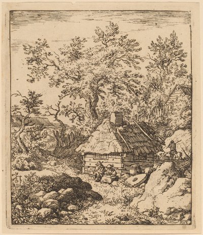 Landskap med kvernstein nær et fat, sannsynligvis ca. 16451656. av Allart van Everdingen