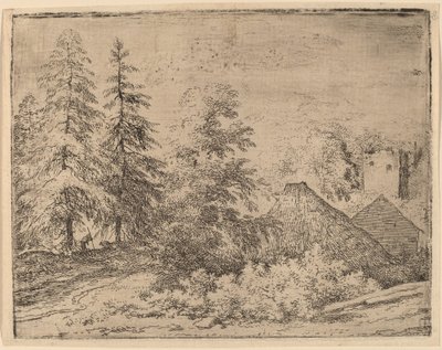Mann mellom to grantrær, sannsynligvis ca. 16451656. av Allart van Everdingen