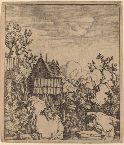 Mann på en liten trebro, sannsynligvis ca. 16451656. av Allart van Everdingen