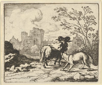 Renard sender væren tilbake til løven med en pakke som inneholder kaninhodet, 1650-75. av Allart van Everdingen