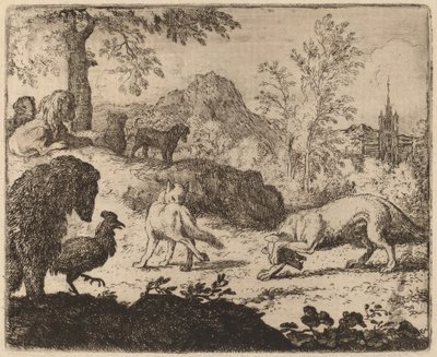 Reynard blinder ulven med ett øye, sannsynligvis ca. 16451656. av Allart van Everdingen