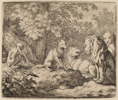 Reynard forteller en historie om skjulte skatter, sannsynligvis ca. 16451656. av Allart van Everdingen