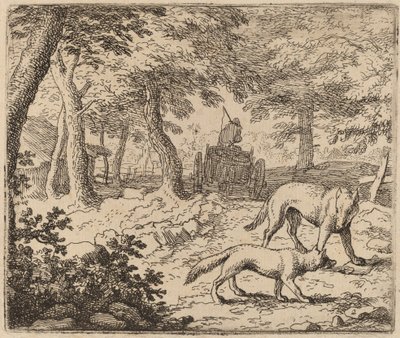 Reynard og ulven før fiskevognen, sannsynligvis ca. 16451656. av Allart van Everdingen