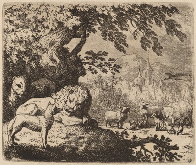 Reynard i råd med løven og løvinnen, sannsynligvis ca. 16451656. av Allart van Everdingen