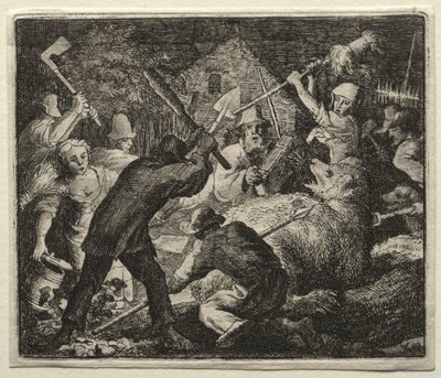 Reynard the Fox: Peasants Attack the Bear av Allart van Everdingen