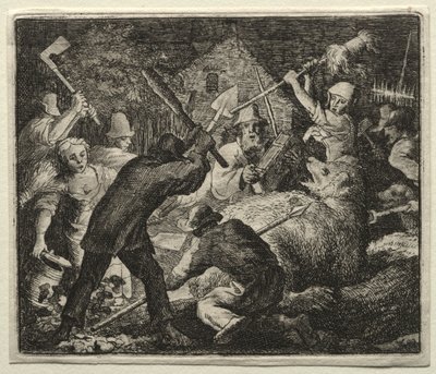 Reynard the Fox: Peasants Attack the Bear. av Allart van Everdingen
