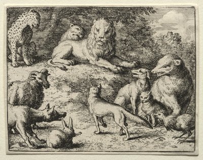 Reynard the Fox: Reynard dukker opp i retten. av Allart van Everdingen