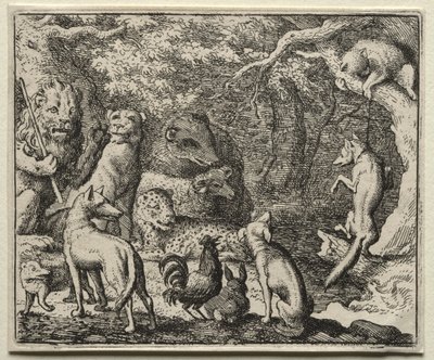 Reynard the Fox: Reynard ber om tillatelse til å tilstå av Allart van Everdingen