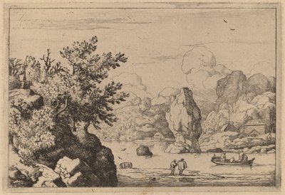 Stein midt i en elv, sannsynligvis ca. 16451656. av Allart van Everdingen