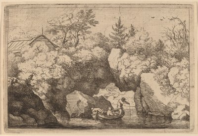 Skiff under a Cleft Rock, sannsynligvis ca. 16451656. av Allart van Everdingen