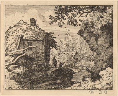 Halmhytte sett bakfra, sannsynligvis ca. 16451656. av Allart van Everdingen