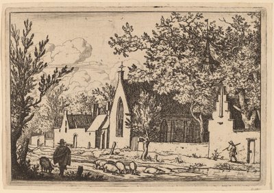 Svineflokk nær et kapell, sannsynligvis ca. 16451656. av Allart van Everdingen